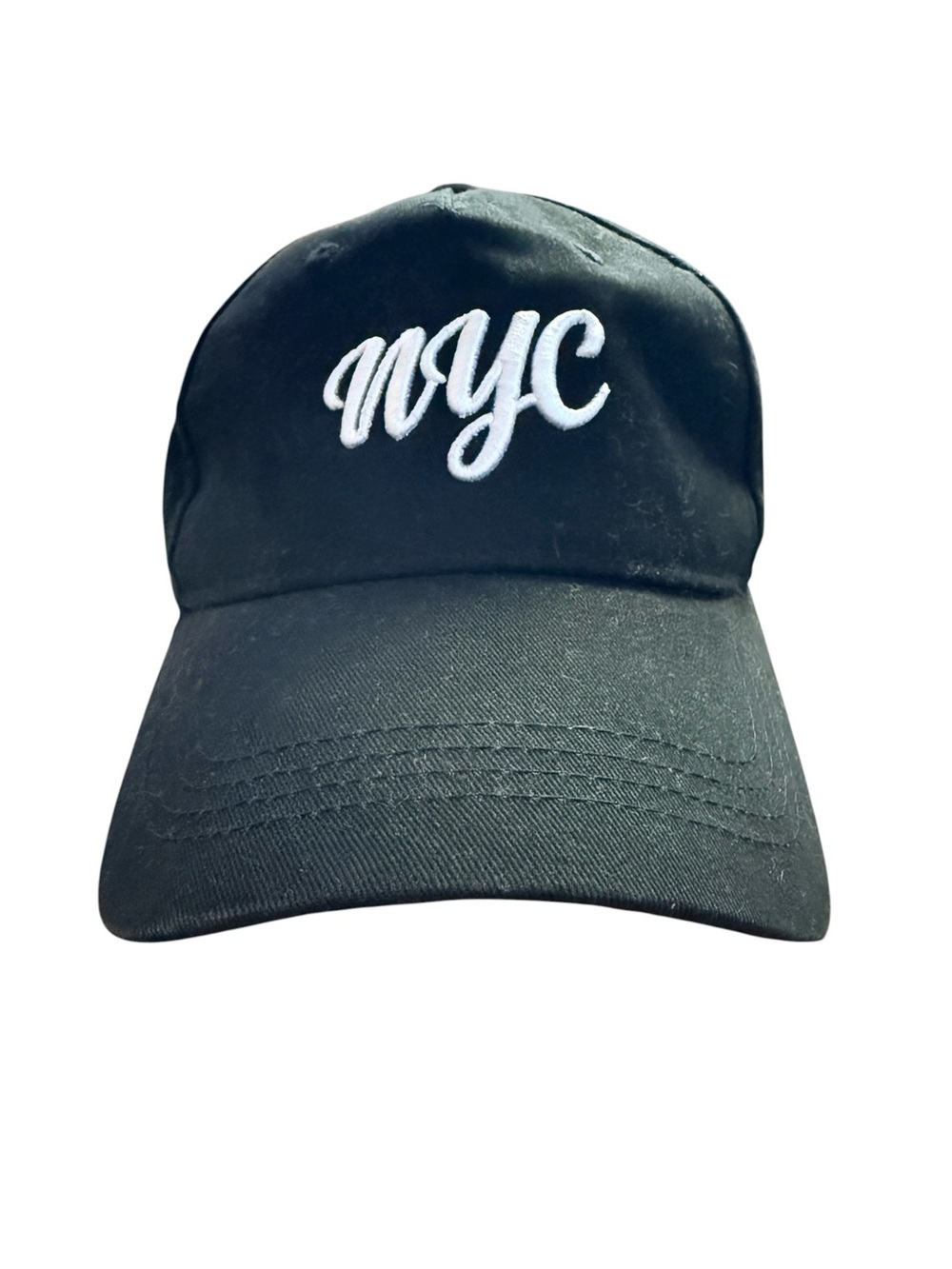 NYC Embroidered Black Baseball Cap Adjustable One Size Solid Pattern Men